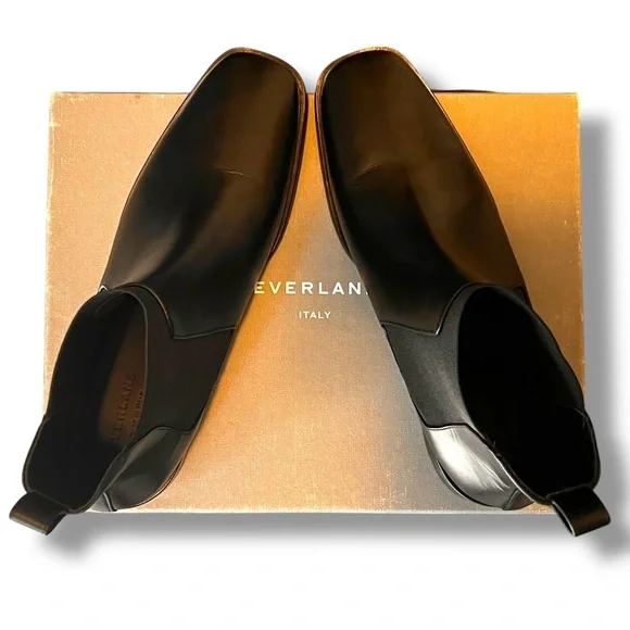 NEW! Everlane Womens The Italian Chelsea Square Toe Boots Black Leather Sz 10.5 - Picture 4 of 9